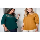 Stretch Cotton Lattice Boatneck Tunic image number null