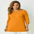 Stretch Cotton Lattice Boatneck Tunic image number null