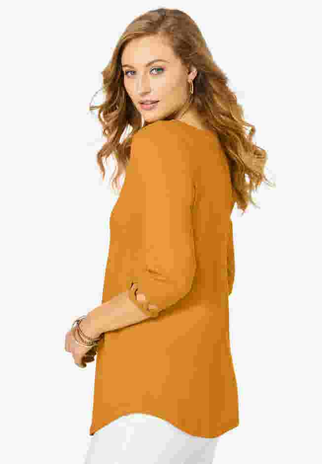 Stretch Cotton Lattice Boatneck Tunic image number 2