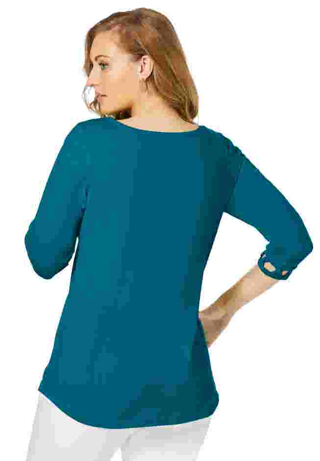 Stretch Cotton Lattice Boatneck Tunic image number 2