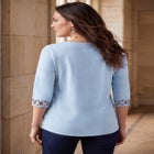 Stretch Cotton Lattice Boatneck Tunic image number null