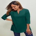 Stretch Cotton Notch Neck Tunic image number null