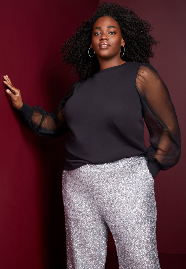 Puff-Sleeve French Terry Sweatshirt image number 0