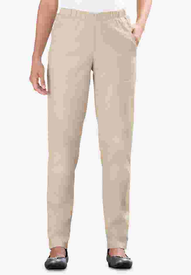 Straight Leg Fineline Pull-On Stretch Denim Jeans image number 1