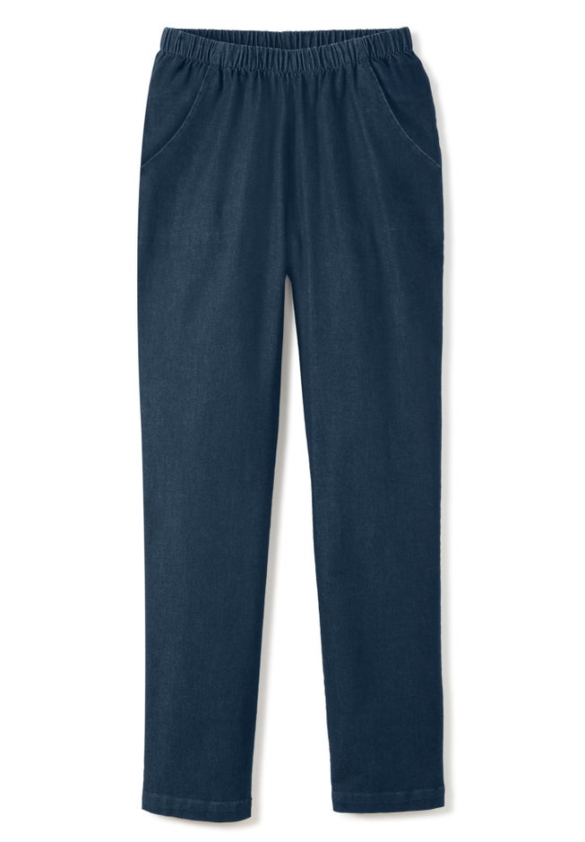 Straight Leg Fineline Pull-On Stretch Denim Jeans image number 2