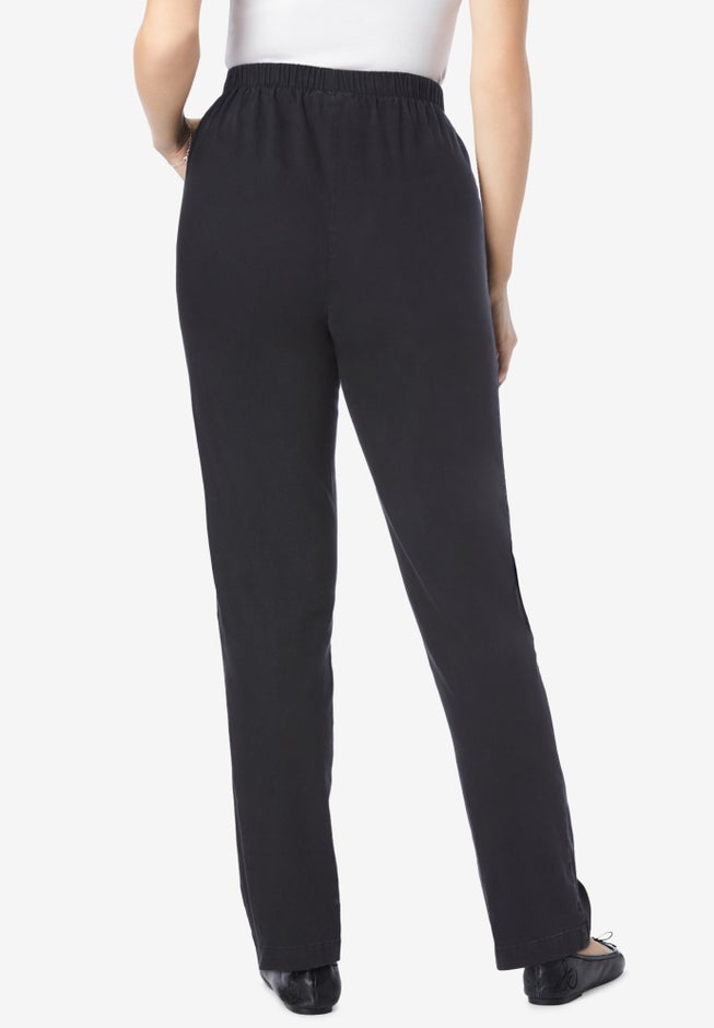 Straight Leg Fineline Pull-On Stretch Denim Jeans image number 1