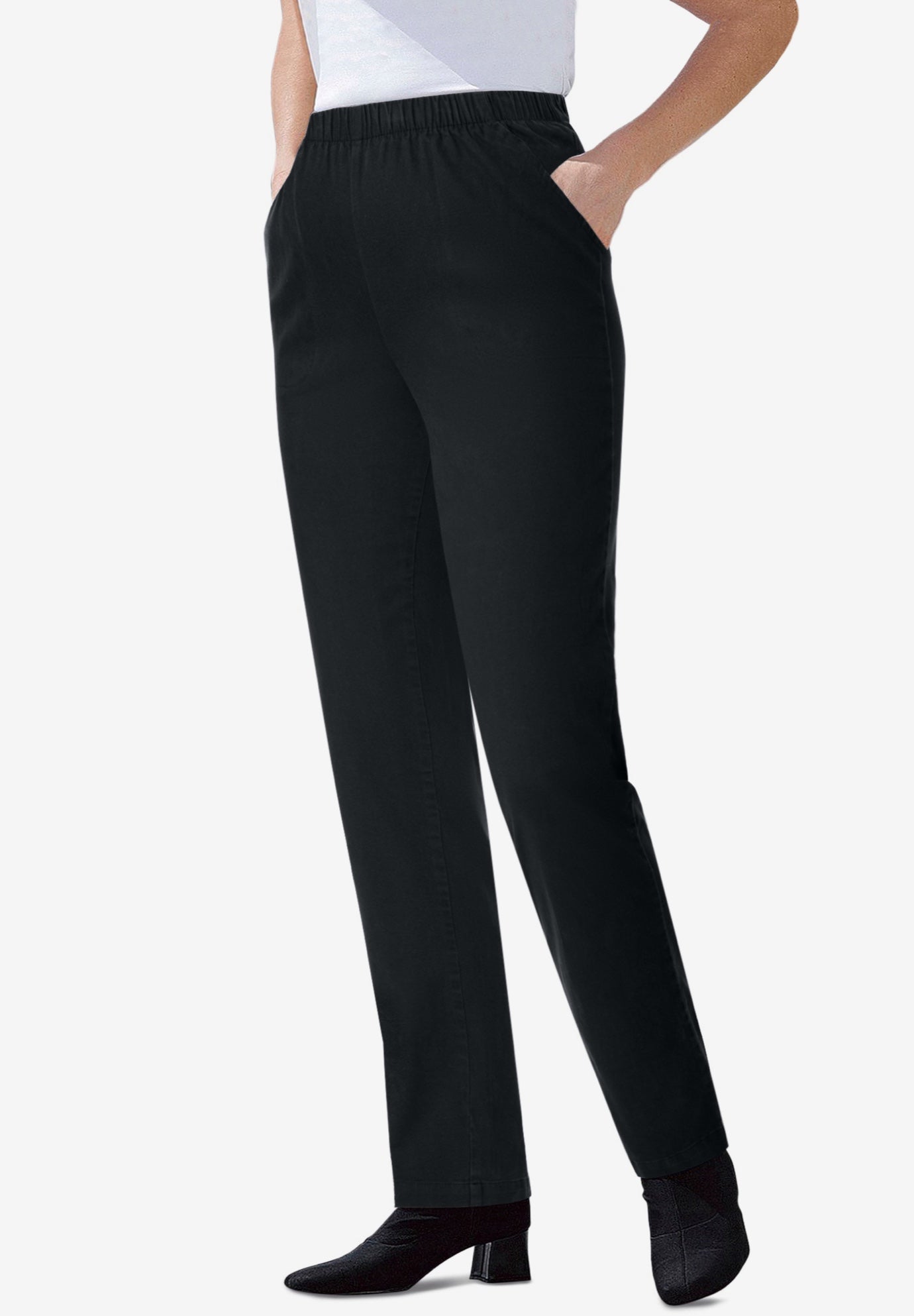 Straight Leg Fineline Pull-On Stretch Denim Jeans image number 2