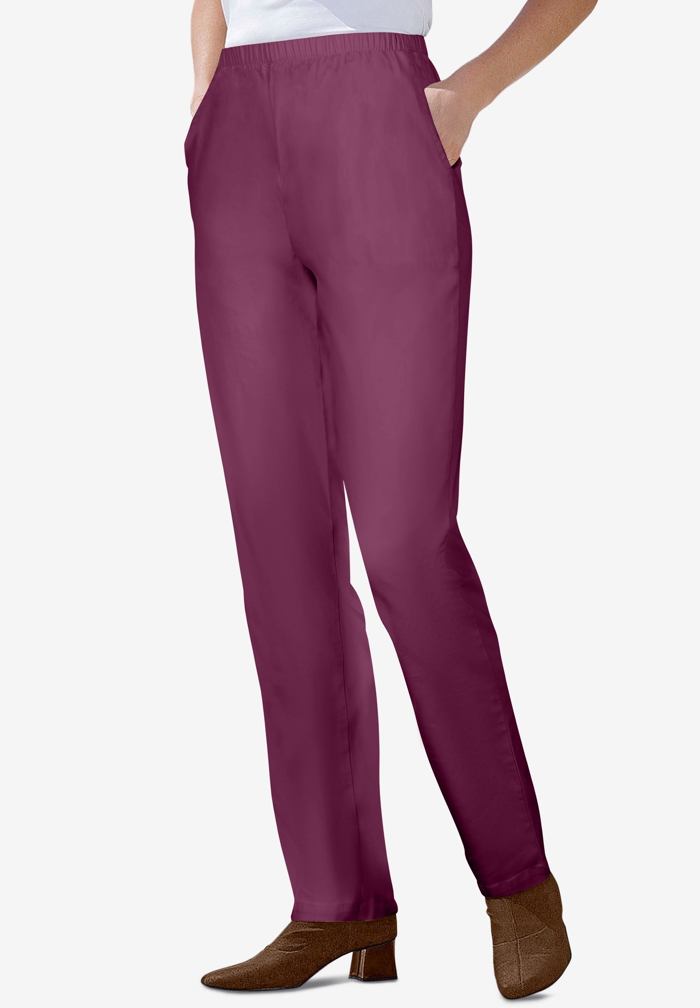 Straight Leg Fineline Pull-On Stretch Denim Jeans image number 2