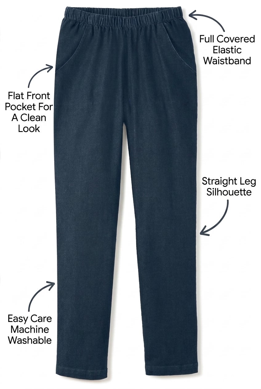 Straight Leg Fineline Pull-On Stretch Denim Jeans image number 3