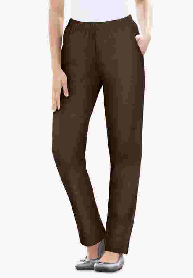 Straight Leg Fineline Pull-On Stretch Denim Jeans image number 0