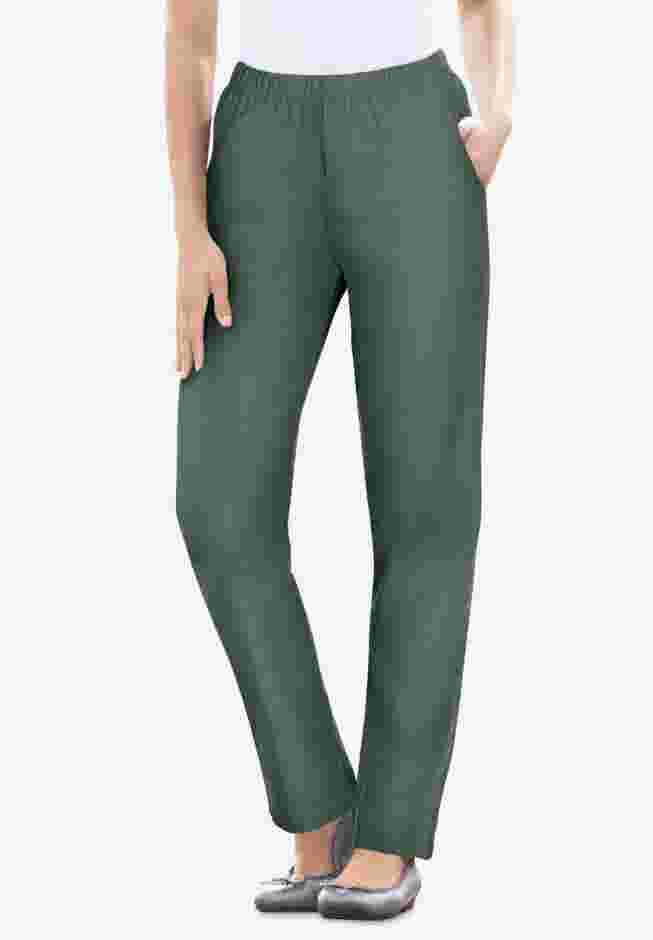 Straight Leg Fineline Pull-On Stretch Denim Jeans image number 0