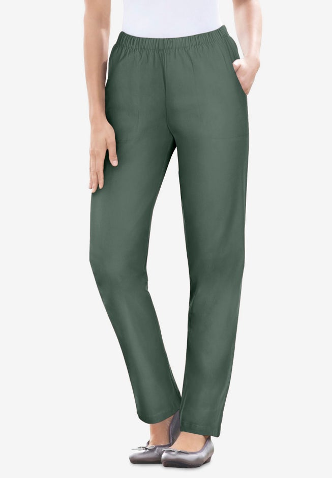Straight Leg Fineline Pull-On Stretch Denim Jeans image number 0