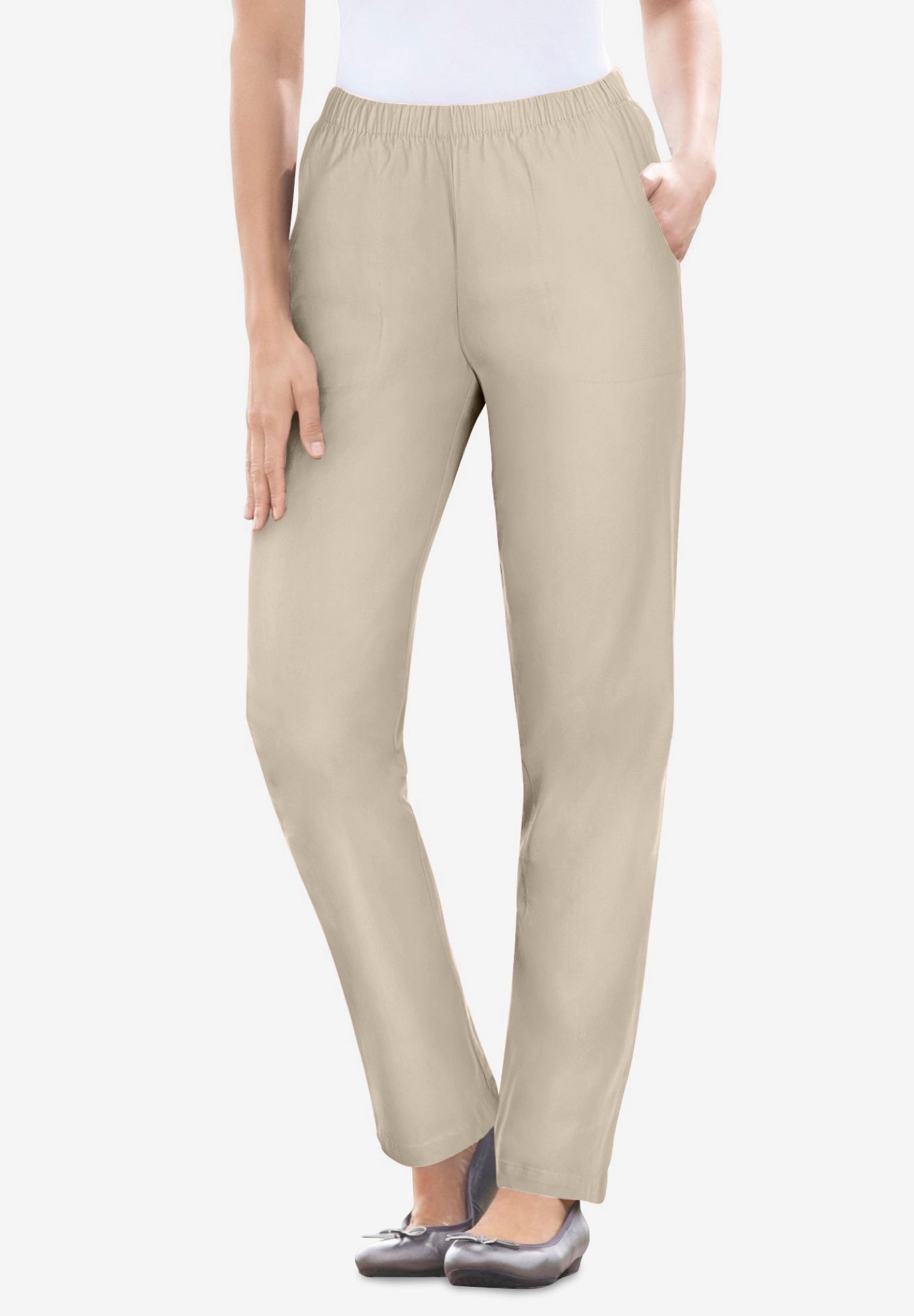 Straight Leg Fineline Pull-On Stretch Denim Jeans image number 0