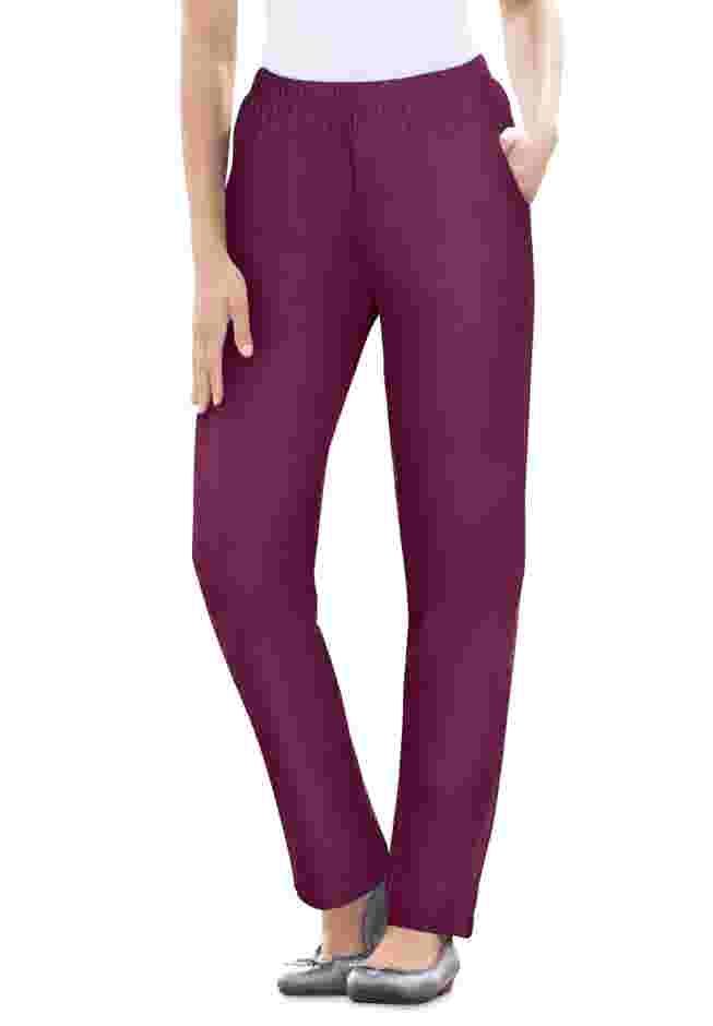 Straight Leg Fineline Pull-On Stretch Denim Jeans image number 0