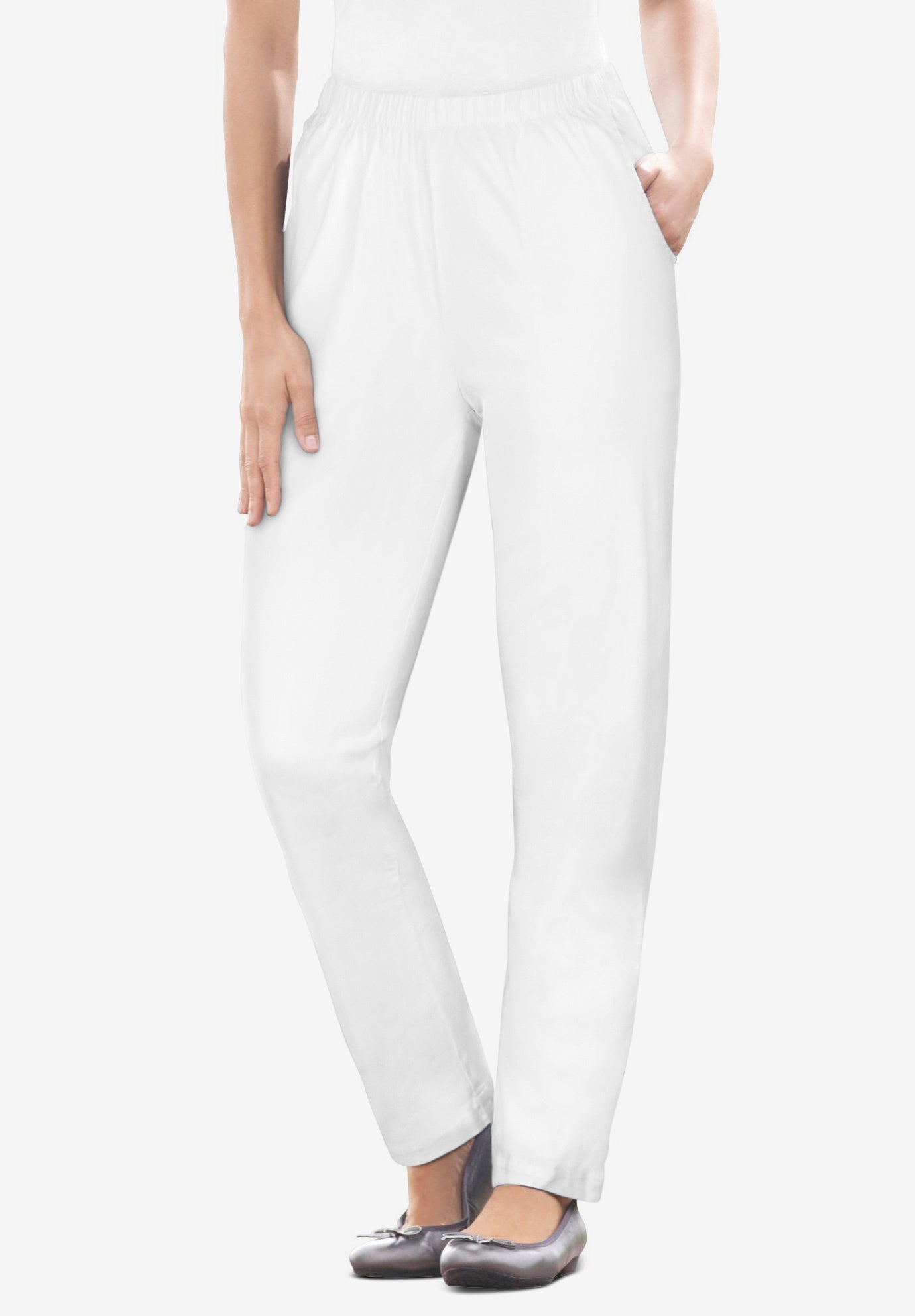 Straight Leg Fineline Pull-On Stretch Denim Jeans image number 0