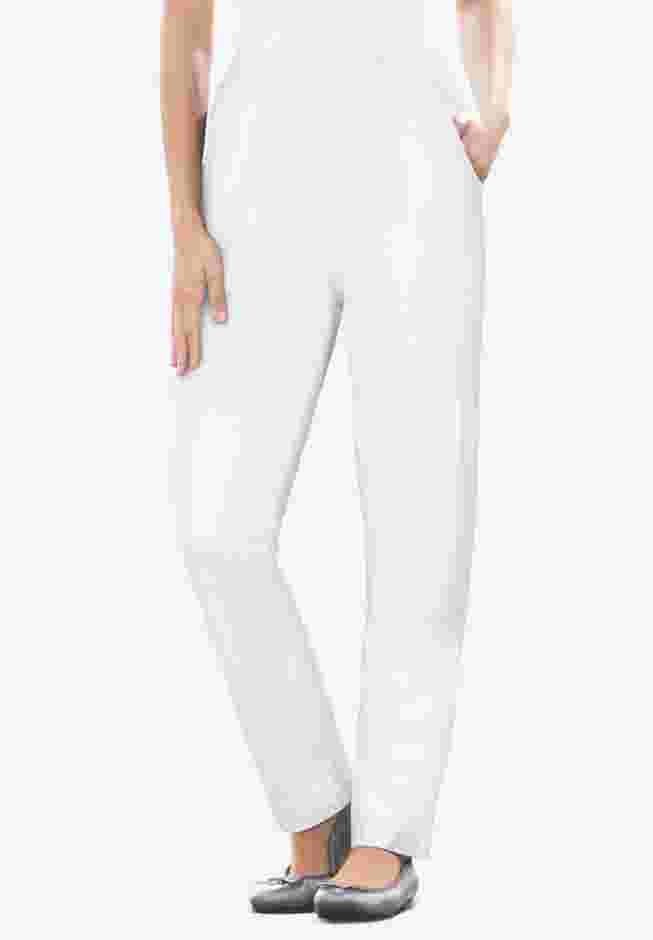 Straight Leg Fineline Pull-On Stretch Denim Jeans image number 0