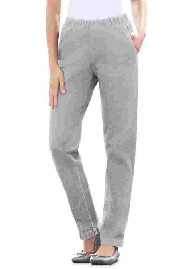 Straight Leg Fineline Pull-On Stretch Denim Jeans image number 0