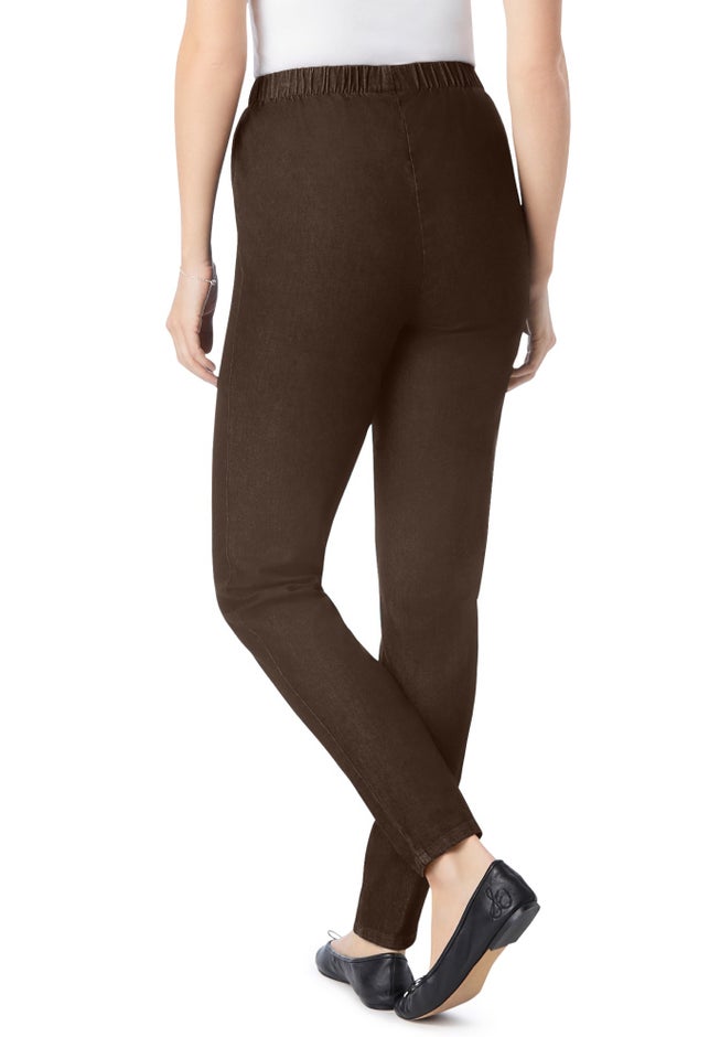 Pull-On Elastic-Waist Stretch Fineline Denim Jeans image number 1