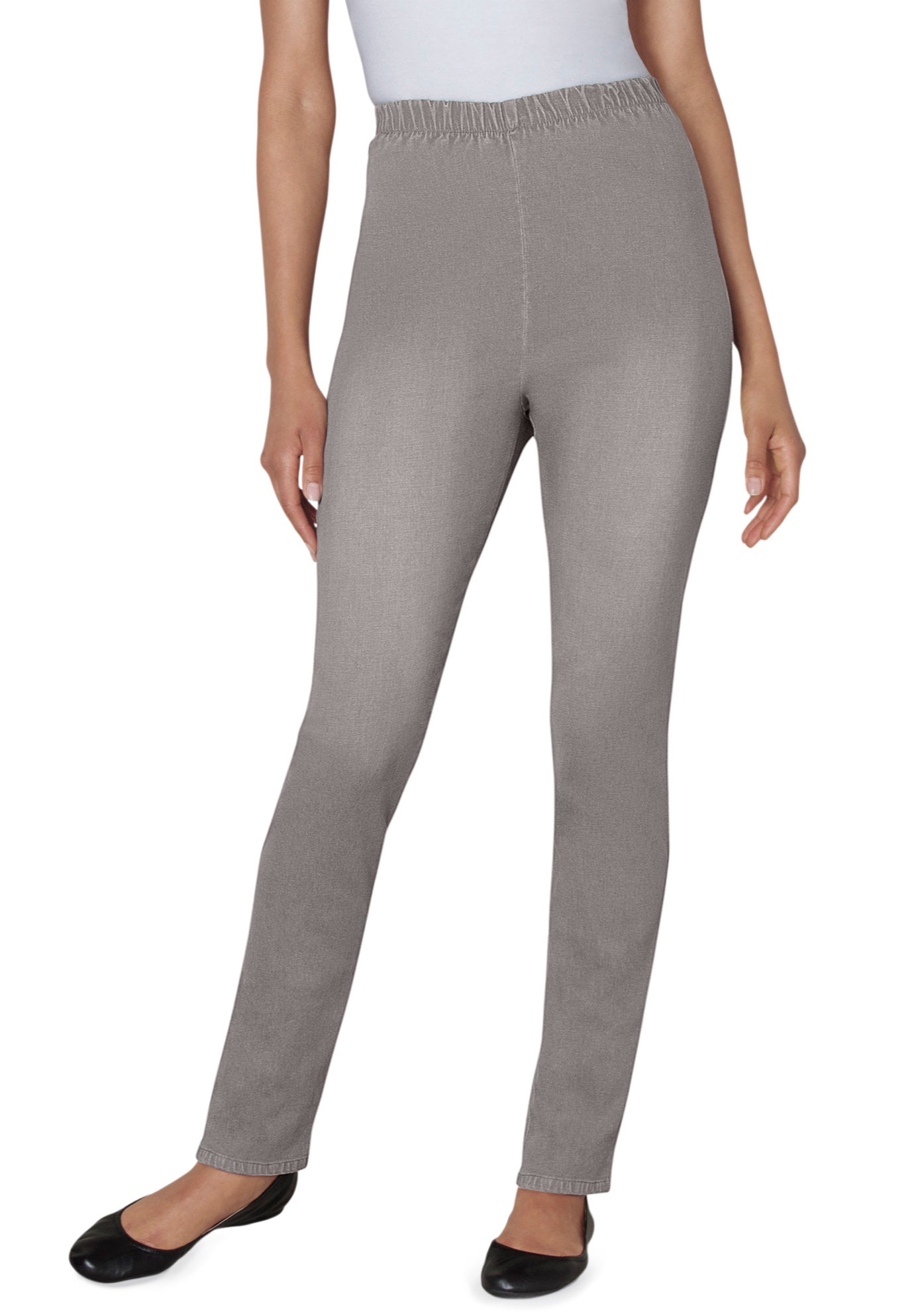 Pull-On Elastic-Waist Stretch Fineline Denim Jeans image number 0