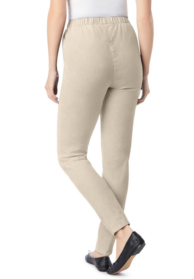 Pull-On Elastic-Waist Stretch Fineline Denim Jeans image number 1