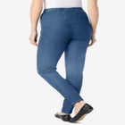 Pull-On Elastic-Waist Stretch Fineline Denim Jeans image number null