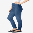 Pull-On Elastic-Waist Stretch Fineline Denim Jeans image number null