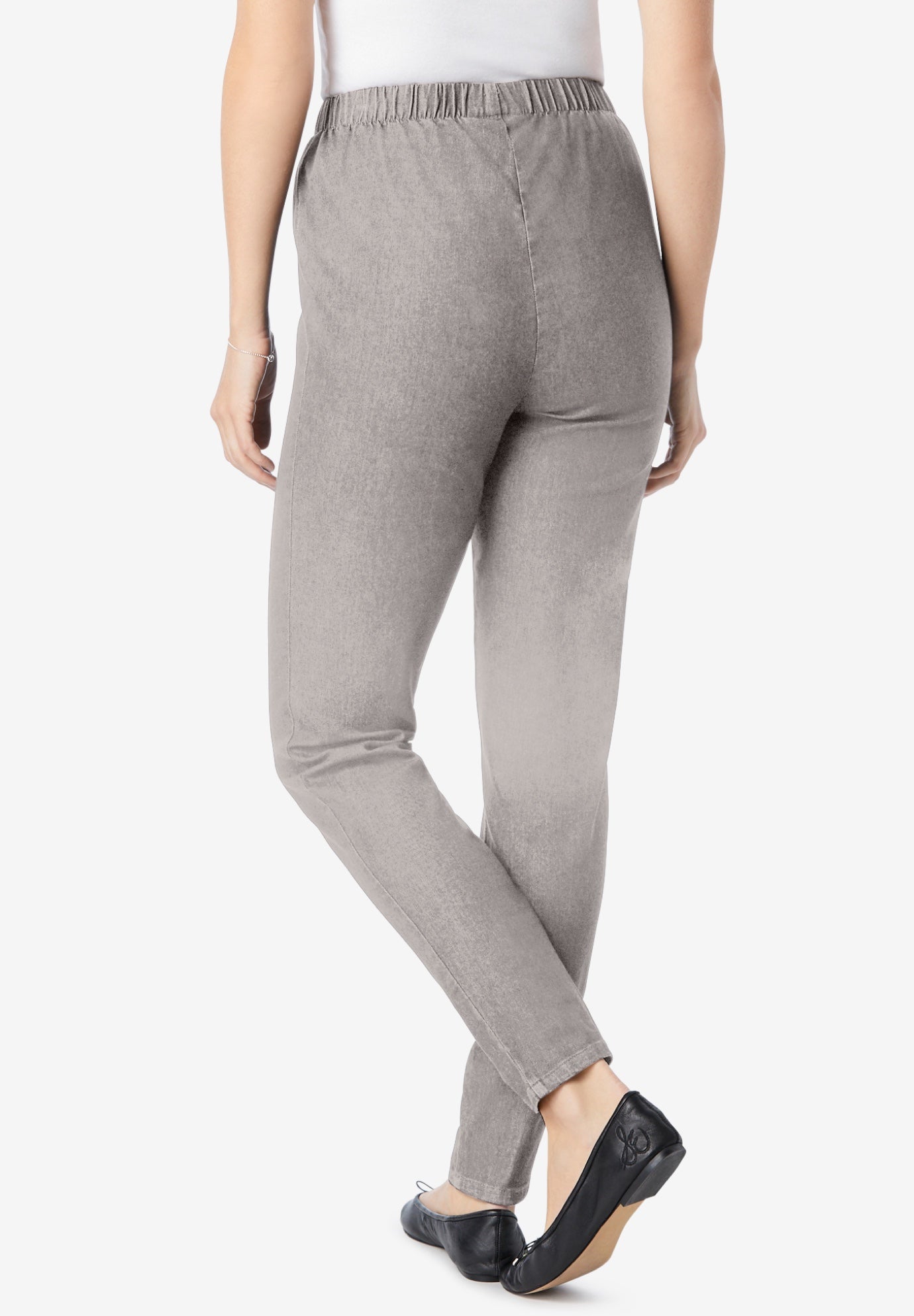 Pull-On Elastic-Waist Stretch Fineline Denim Jeans image number 1