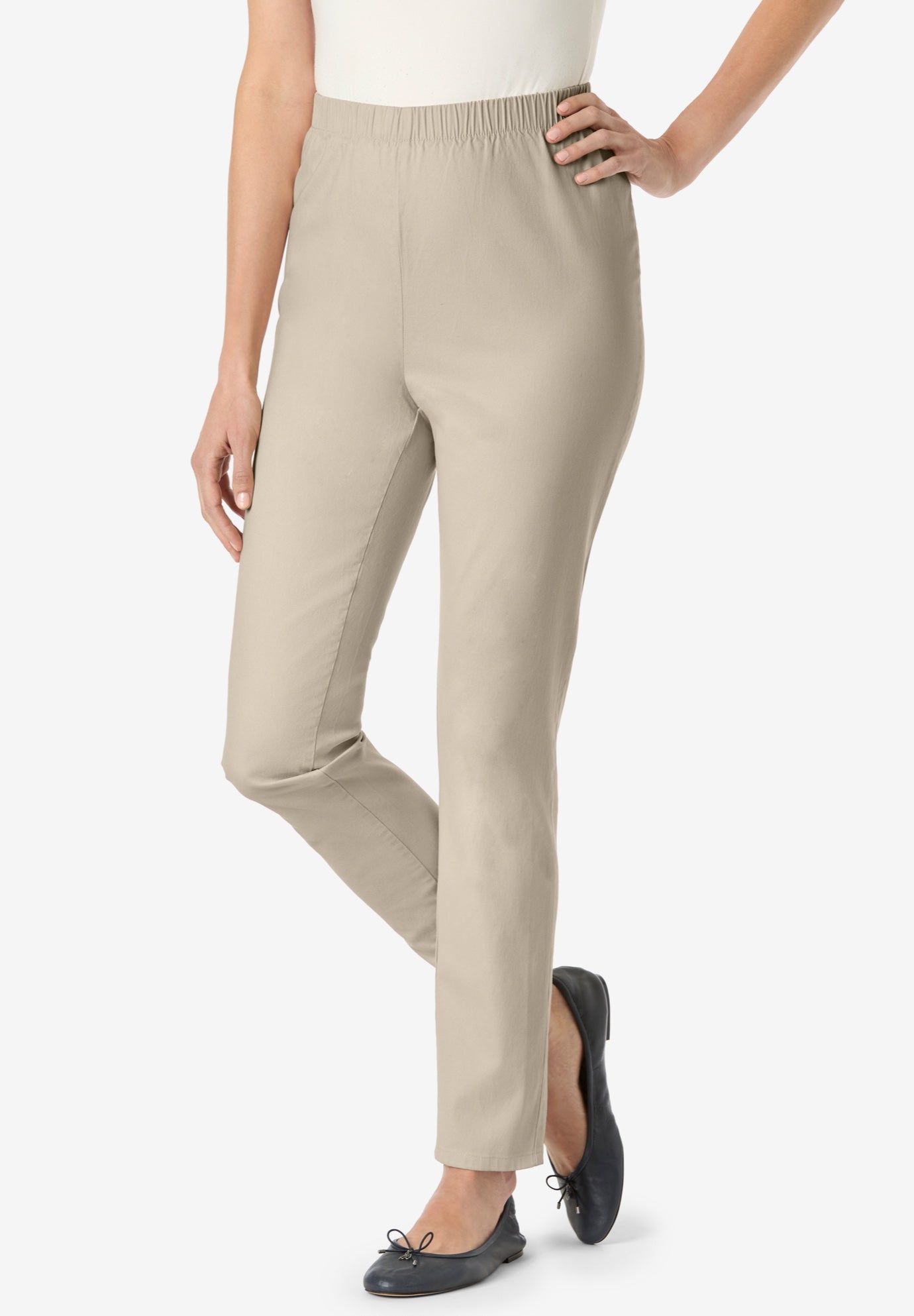 Pull-On Elastic-Waist Stretch Fineline Denim Jeans image number 0