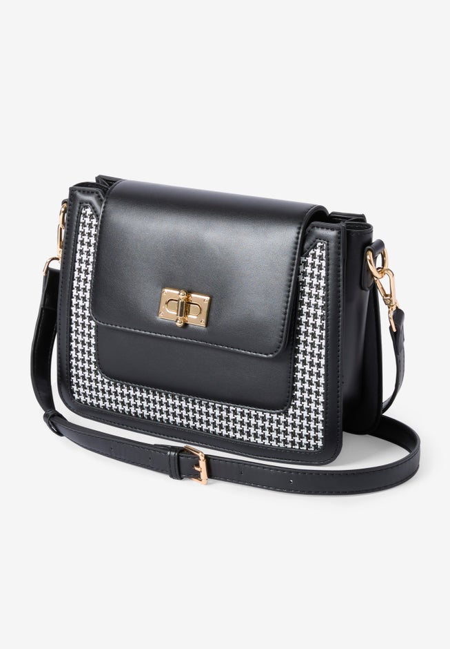 Faux Leather & Houndstooth Crossbody image number null