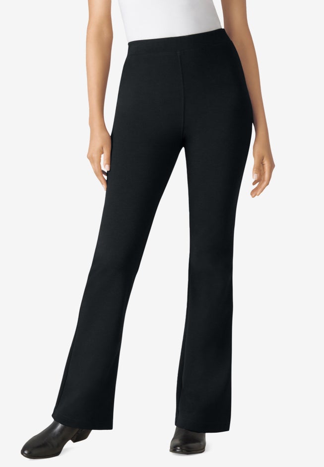 Stretch Ponte Knit Pull-On Bootcut Pants image number 3