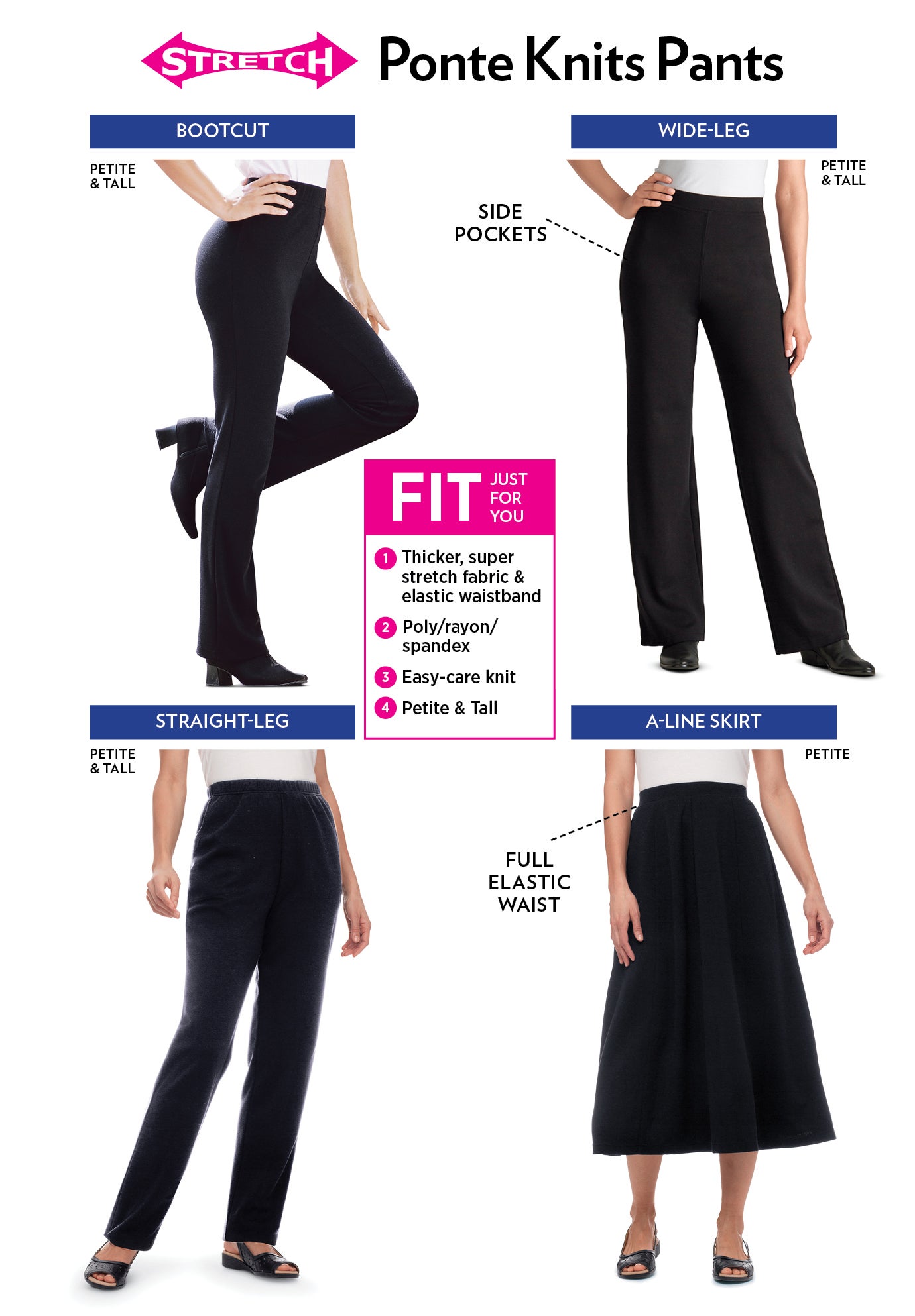 Stretch Ponte Knit Pull-On Bootcut Pants image number 5
