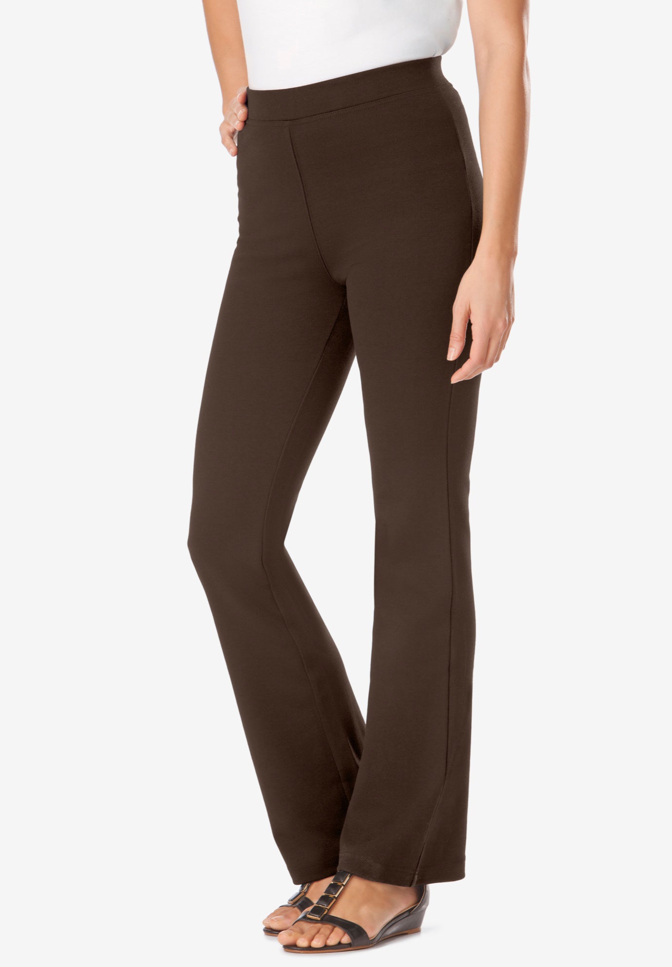 Stretch Ponte Knit Pull-On Bootcut Pants image number 3