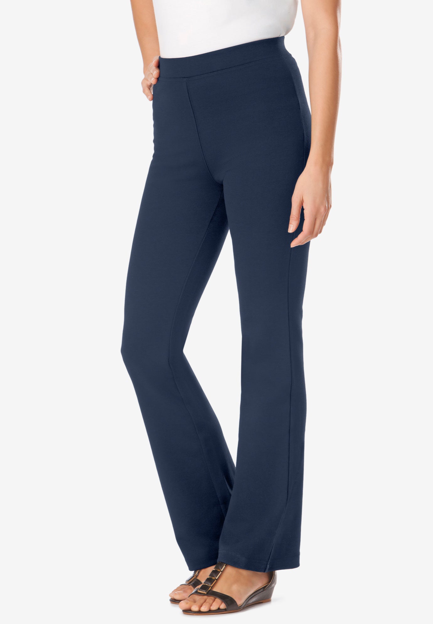 Stretch Ponte Knit Pull-On Bootcut Pants image number 3