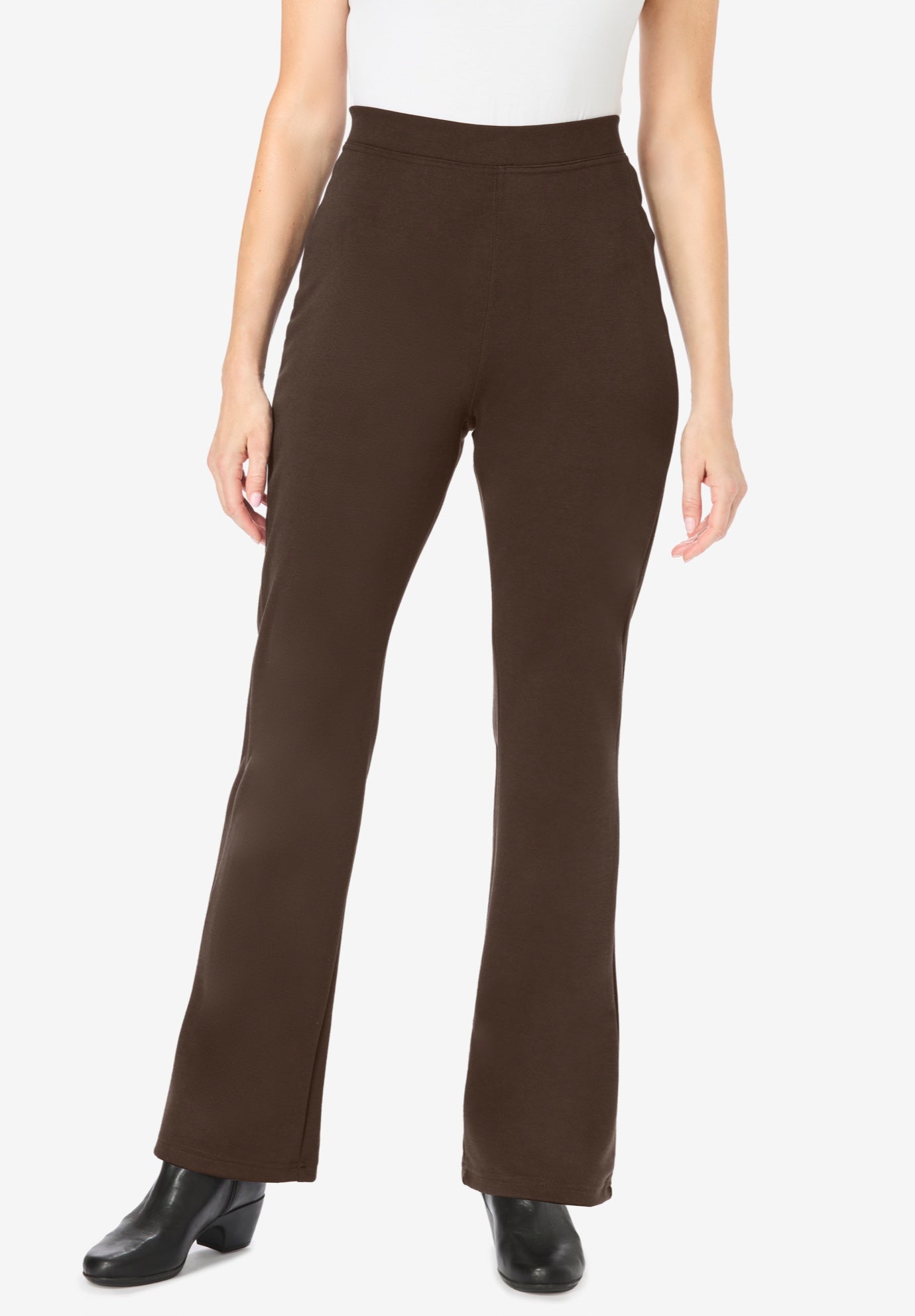 Stretch Ponte Knit Pull-On Bootcut Pants image number 2