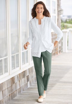 Knit Hassle-Free Pull-On Elastic-Waist Pants