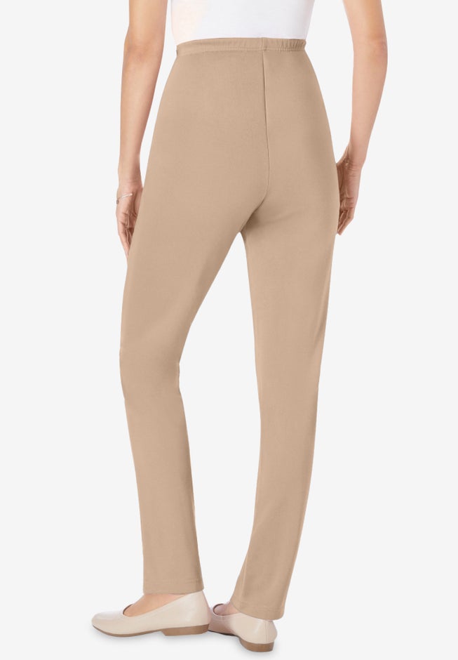 Knit Hassle-Free Pull-On Elastic-Waist Pants image number 1
