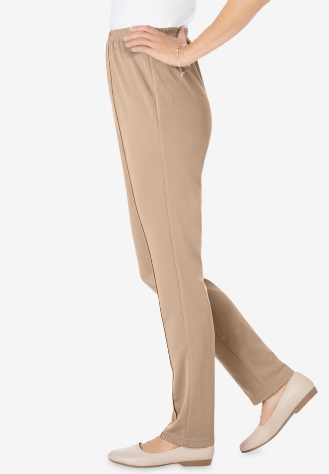 Knit Hassle-Free Pull-On Elastic-Waist Pants image number 2