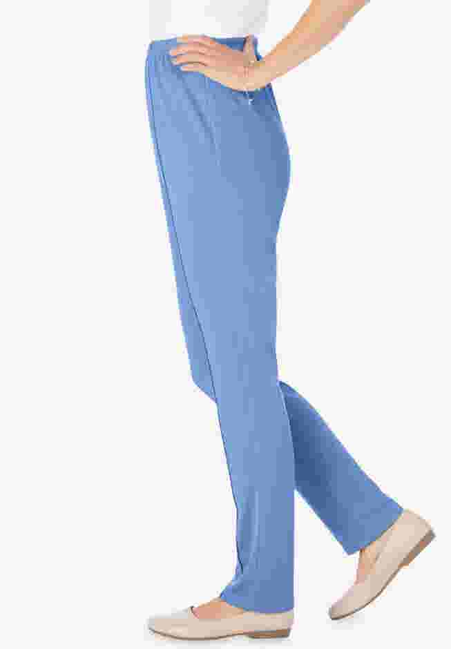 Womens Plus-Size Soft Knit Hassle-Free Pull-On Elastic-Waist Pants image number 2