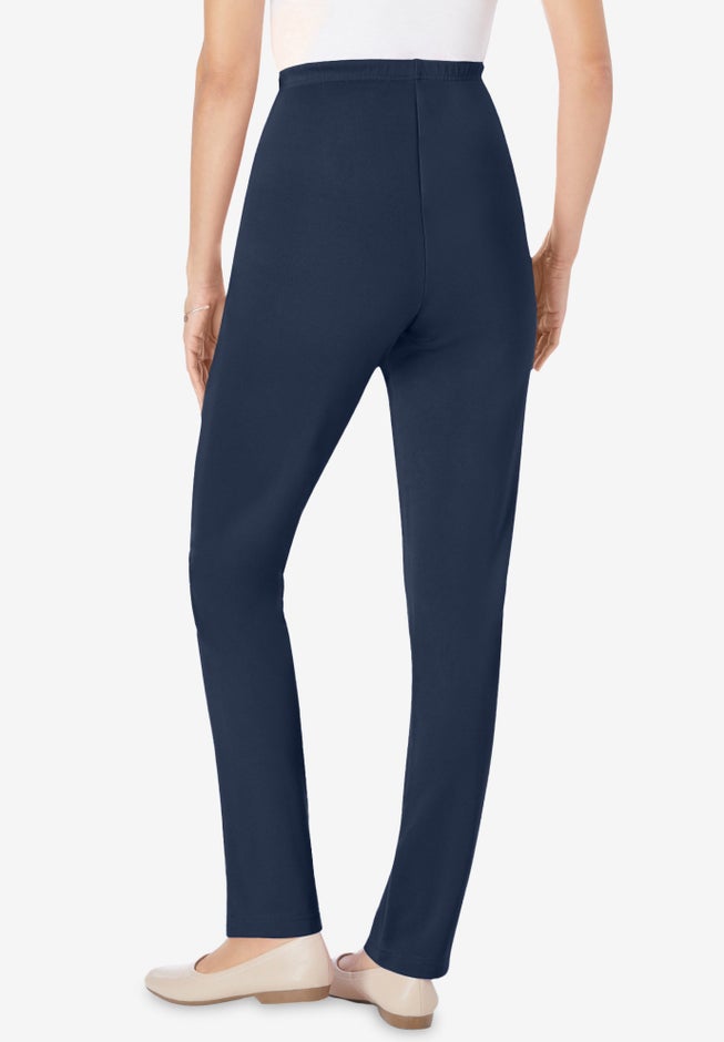 Knit Hassle-Free Pull-On Elastic-Waist Pants image number 1