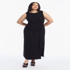 Sleeveless Side-Tie Knit Midi Dress image number null