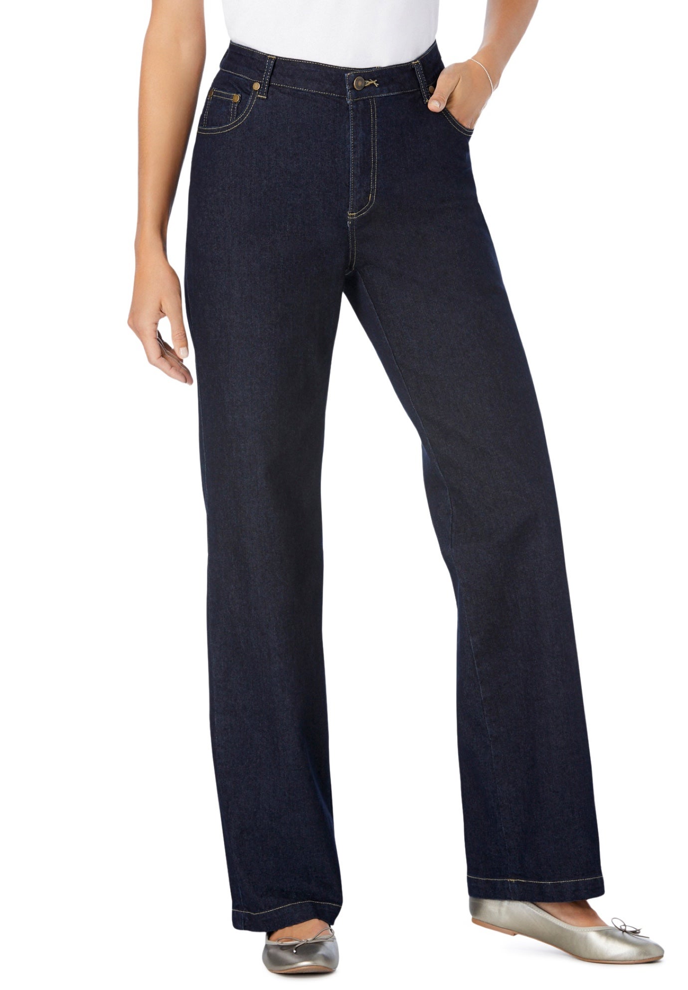 Stretch Denim Wide-Leg Five-Pocket Jeans image number 0