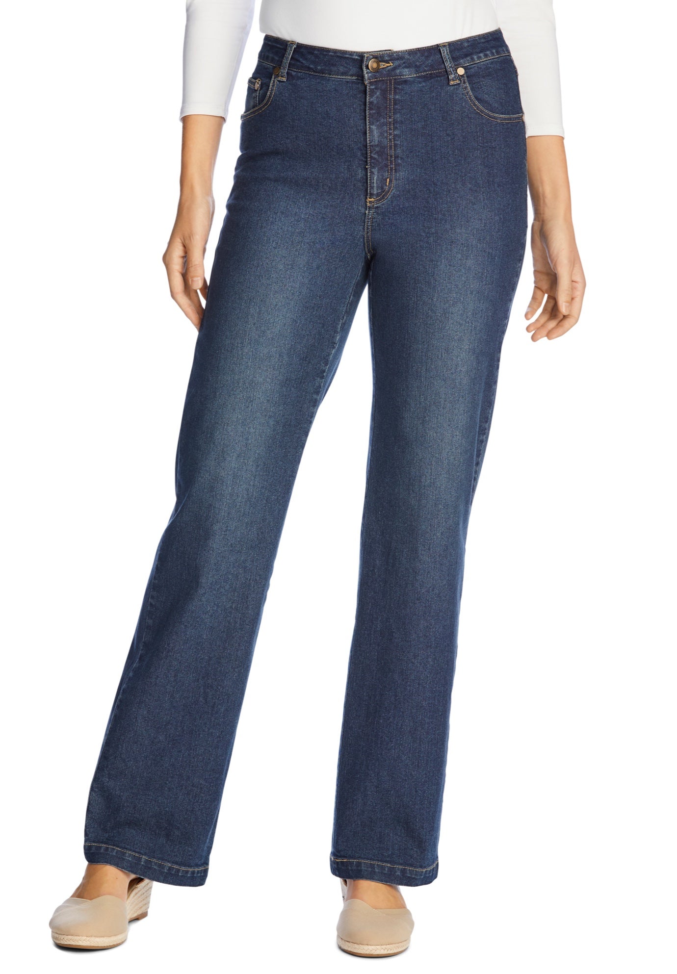 Stretch Denim Wide-Leg Five-Pocket Jeans image number 0