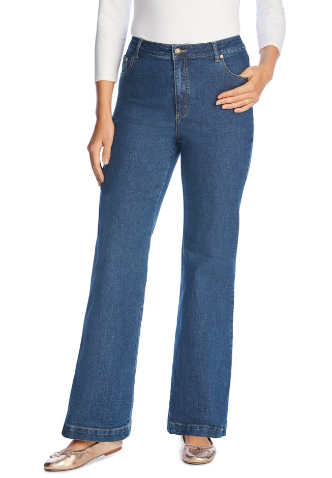 Stretch Denim Wide-Leg Five-Pocket Jeans image number 5