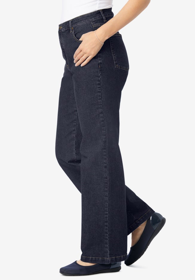 Stretch Denim Wide-Leg Five-Pocket Jeans image number 2