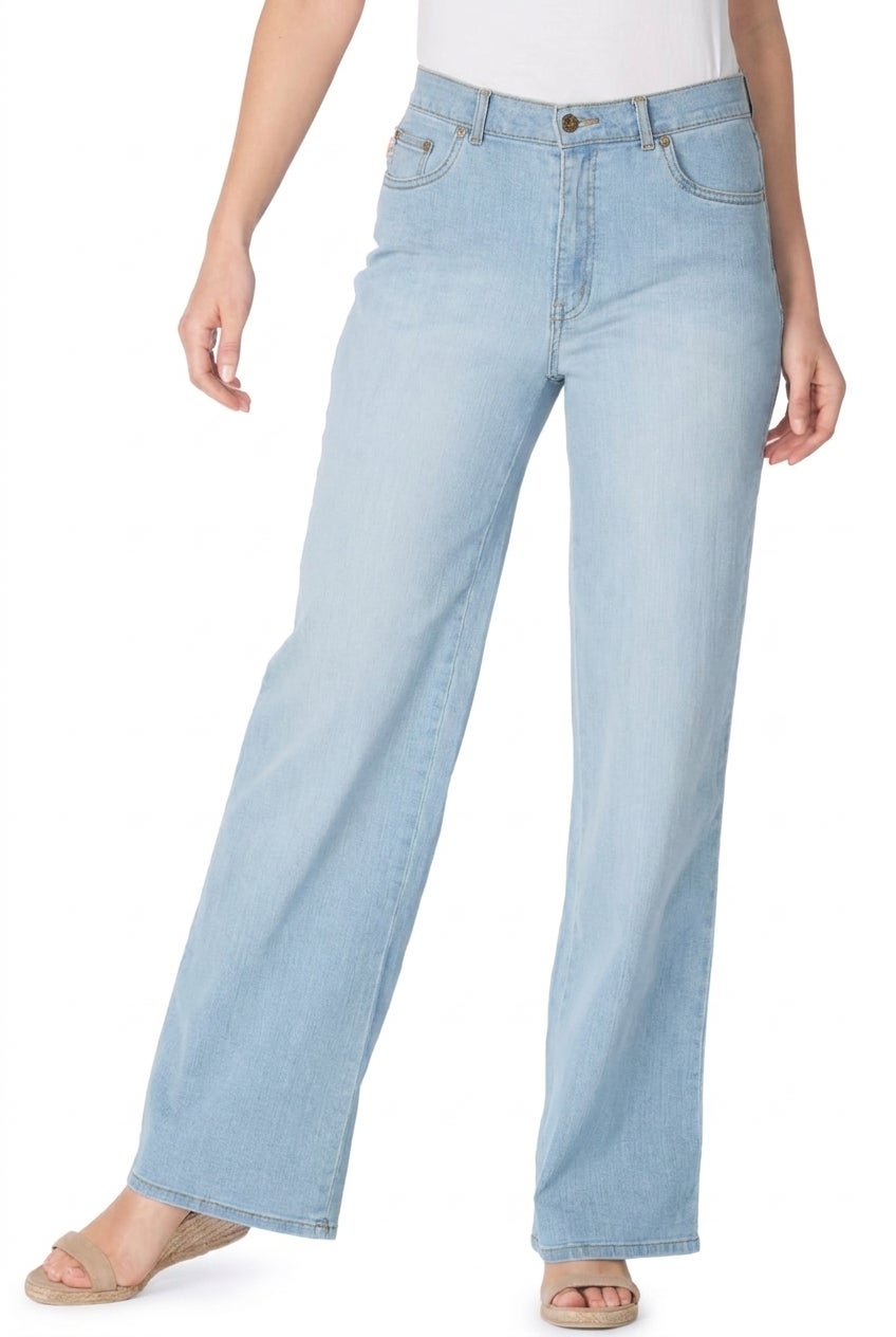 Stretch Denim Wide-Leg Five-Pocket Jeans image number 0