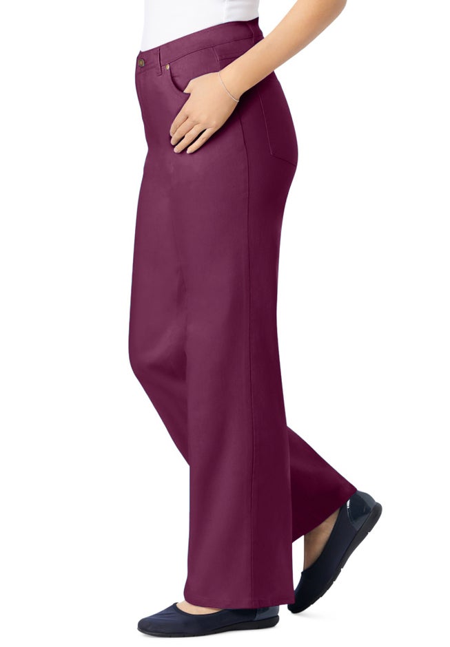 Stretch Denim Wide-Leg Five-Pocket Jeans image number 2