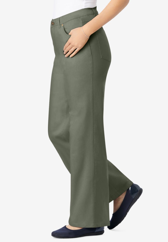 Stretch Denim Wide-Leg Five-Pocket Jeans image number 2