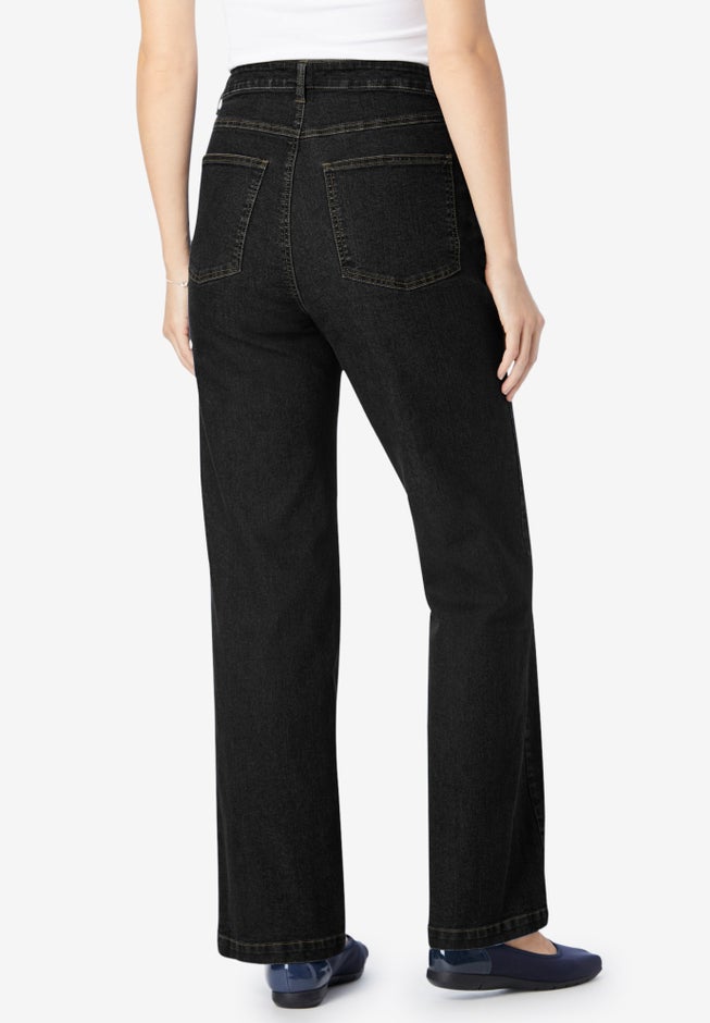 Stretch Denim Wide-Leg Five-Pocket Jeans image number 1