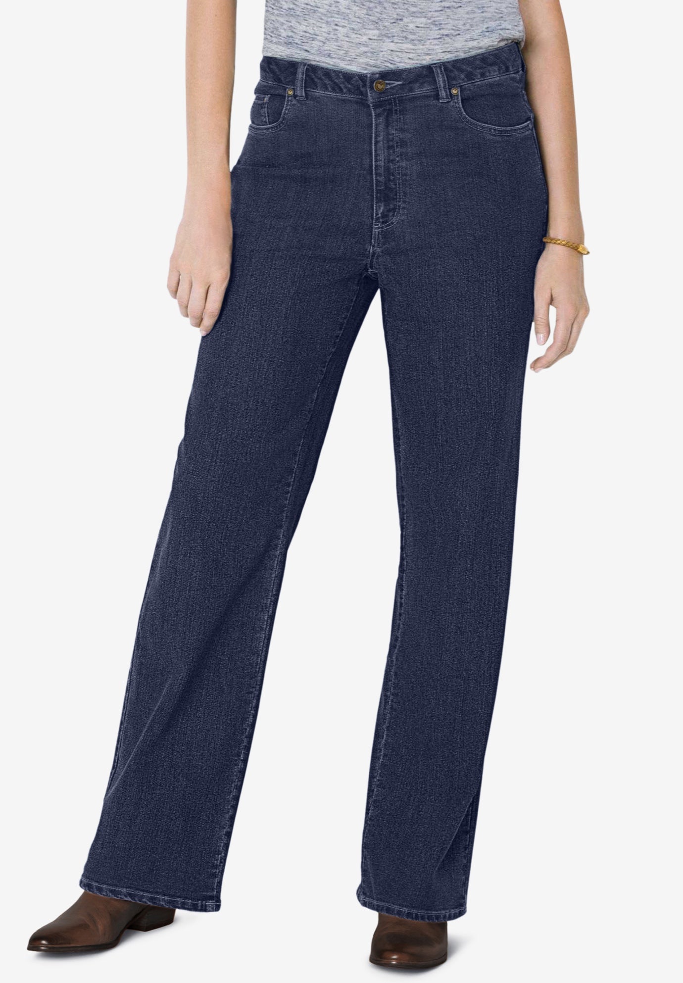 Stretch Denim Wide-Leg Five-Pocket Jeans image number 0