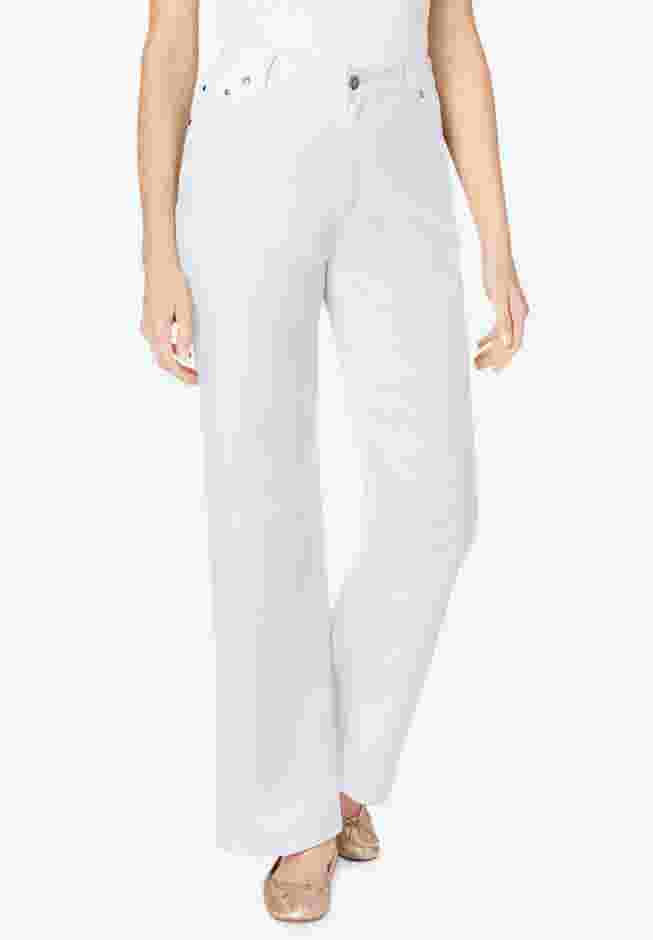 Women's Plus-Size Stretch Denim Wide-Leg Five-Pocket Jeans image number 0